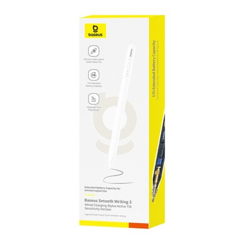 Rysik aktywny stylus Smooth Writing 3 z wykrywaniem kąta pisania USB-C - biały