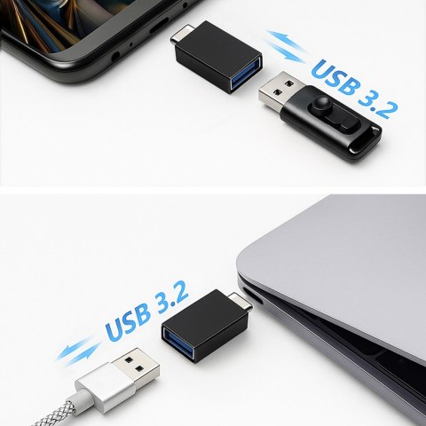 Adapter przejściówka USB-C - USB-A 10Gb/s - czarny