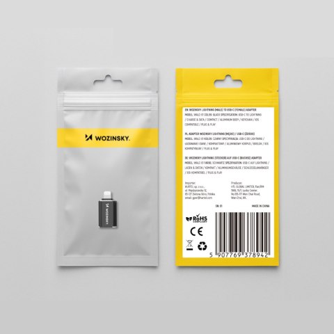 Adapter przejściówka iPhone Lightning - USB-C - czarny