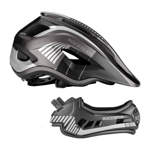 Kask rowerowy dziecięcy z odpinaną szczęką rozmiar S - szary