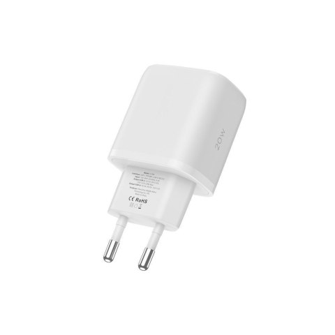 Ładowarka sieciowa C20W USB-C USB-A 20W z kablem USB-C - biała