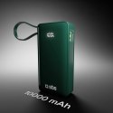 Powerbank 10000mAh USB-A USB-C z wyświetlaczem wbudowanym kablem USB-C 20W - zielony