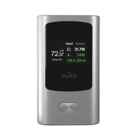 Powerbank 10000mAh z wyświetlaczem USB-A USB-C 45W - szary