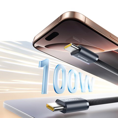 Kabel przewód nieplączący USB-C 100W 1m - czarny