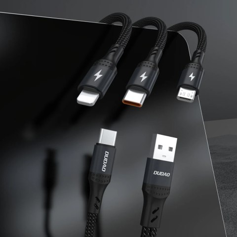 Kabel przewód wielofunkcyjny USB-A USB-C do Lightning USB-C MicroUSB 66W - czarny