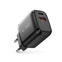 Ładowarka sieciowa NCA20 USB-A USB-C PD QC 20W - czarna