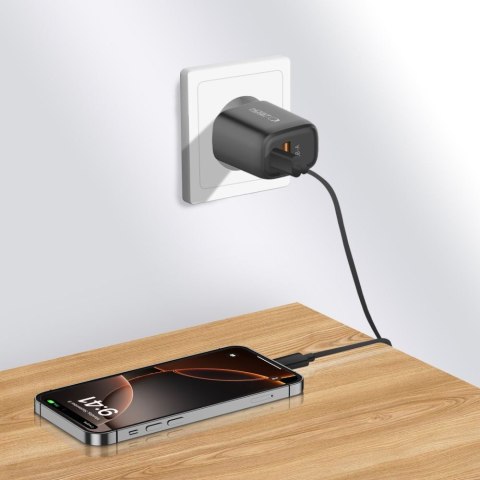 Ładowarka sieciowa NCA20 USB-A USB-C PD QC 20W - czarna