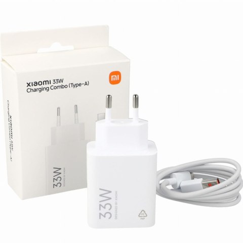 Ładowarka sieciowa USB-A 33W z kablem USB-C - biała