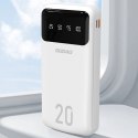 Powerbank K6Pro+ 20000mAh z wbudowanymi kablami USB-C microUSB iPhone Lightning - biały