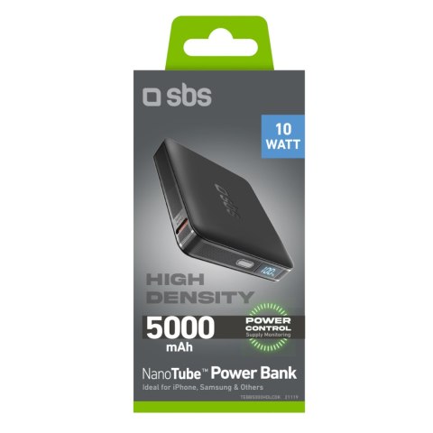 Powerbank z wyświetlaczem LCD 5000mAh USB-C 10W - czarny