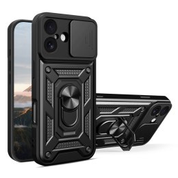 Etui pancerne z podstawką osłoną aparatu na iPhone 17 Hybrid Armor Camshield - czarne