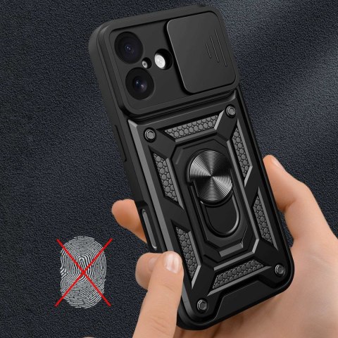 Etui pancerne z podstawką osłoną aparatu na iPhone 17 Hybrid Armor Camshield - czarne