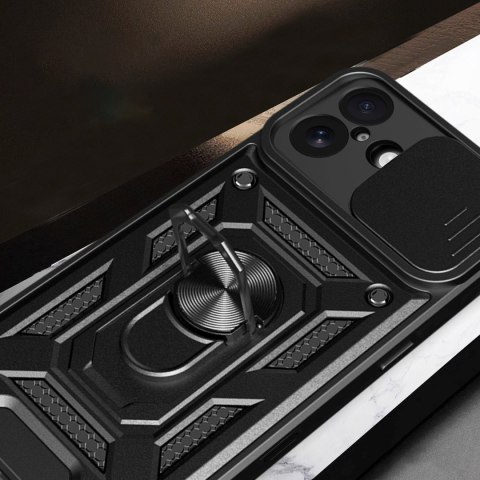 Etui pancerne z podstawką osłoną aparatu na iPhone 17 Hybrid Armor Camshield - czarne