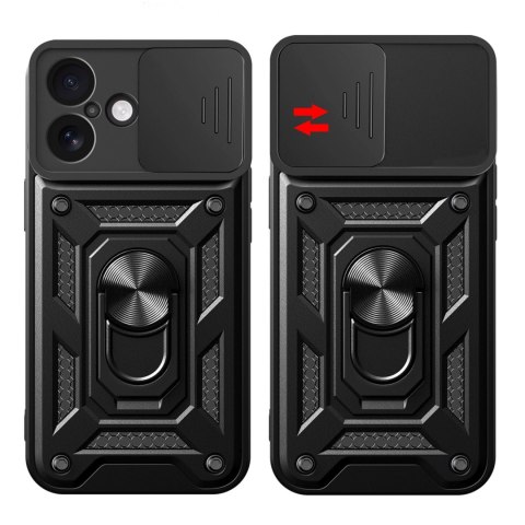 Etui pancerne z podstawką osłoną aparatu na iPhone 17 Hybrid Armor Camshield - czarne