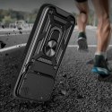 Etui pancerne z podstawką osłoną aparatu na iPhone 17 Pro Max Hybrid Armor Camshield - czarne