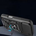 Etui pancerne z podstawką osłoną aparatu na iPhone 17 Pro Max Hybrid Armor Camshield - czarne