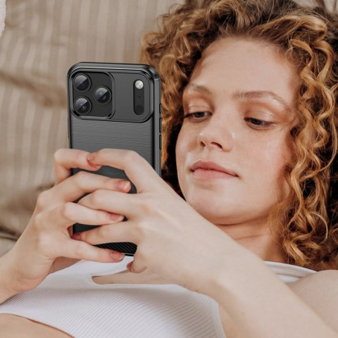 Etui pokrowiec ochronny na iPhone 17 Pro Max Carbon Case - czarne
