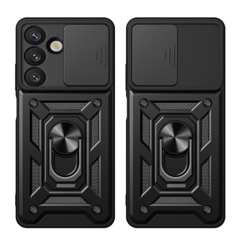 Pancerne etui z podstawką osłoną aparatu na Samsung Galaxy S25 Edge Hybrid Armor Camshield - czarne