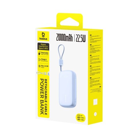 Powerbank 20000mAh 22.5W z wyświetlaczem kablem EnerFill FC21 Qpow 3 Ultra - niebieski