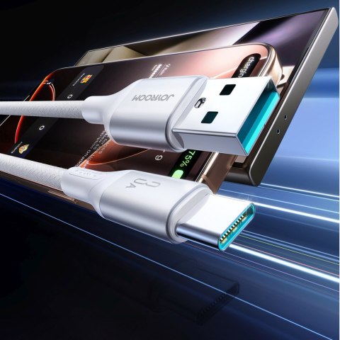 Kabel przewód S-A28 z oplotem USB-A - USB-C 3A 1m - biały