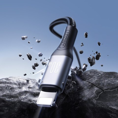 Kabel przewód S-A28 z oplotem USB-C - Lightning 30W 1m - czarny