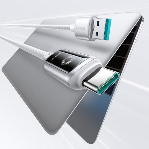 Kabel przewód w oplocie USB-A - USB-C 66W 1.2m - biały