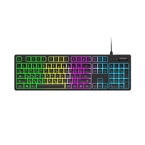 Klawiatura membranowa podświetlana z rolką gamingową RGB - czarna
