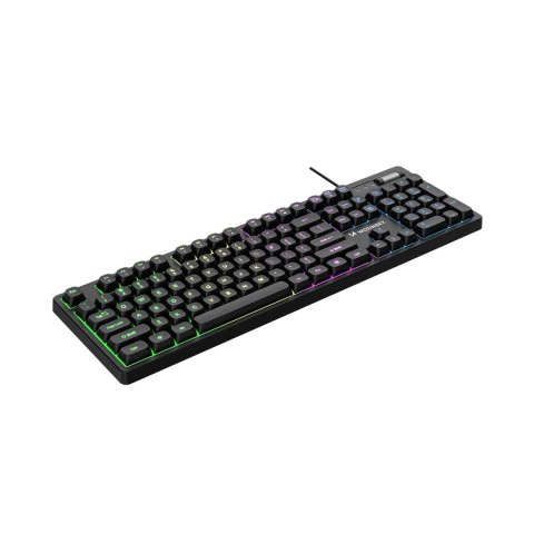Klawiatura membranowa podświetlana z rolką gamingową RGB - czarna