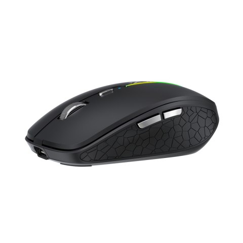 Myszka bezprzewodowa podświetlana 6 przycisków Bluetooth 1600 DPI RGB - czarna