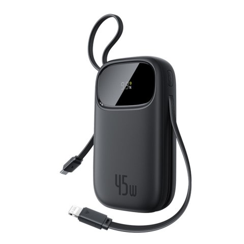 Powerbank 10000mAh 45W z kablami USB-C iPhone Lightning EnerFill FC31 - czarny