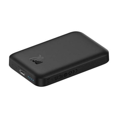 Powerbank indukcyjny 6000mAh 20W z kablem USB-C Magnetic Mini Air - czarny