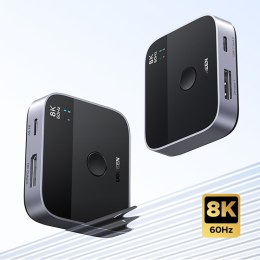 Switch przełącznik DisplayPort USB-C do USB-C - szary