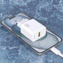Ładowarka sieciowa USB-A z kablem USB-A - USB-C GaN 25W - biała
