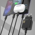 Ładowarka sieciowa USB-A z kablem USB-A - USB-C GaN 25W - biała