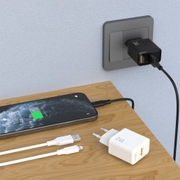 Ładowarka sieciowa USB-A z kablem USB-A - iPhone Lightning 2.4A GaN EU - biała