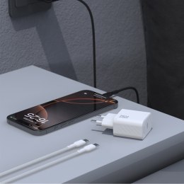 Ładowarka sieciowa USB-C z kablem USB-C GaN PD 25W - biała