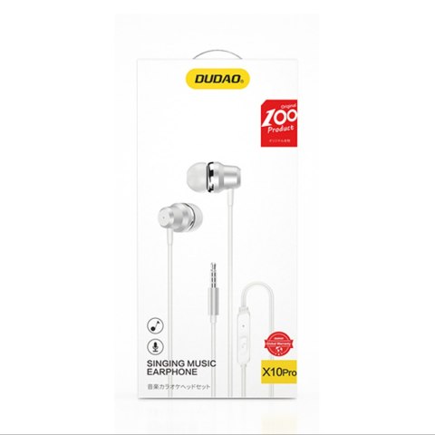 Słuchawki przewodowe dokanałowe z pilotem X10PRO mini jack 3.5mm - białe