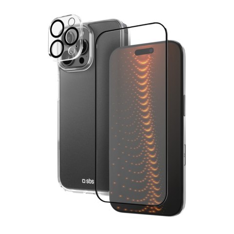 Zestaw ochronny 3w1 na iPhone 16 Pro Max etui szkło ochronne na ekran i aparat D3O - przezroczyste