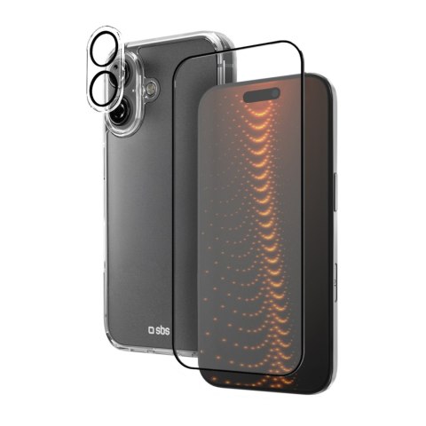 Zestaw ochronny 3w1 na iPhone 16 etui szkło ochronne na ekran i aparat D3O - przezroczyste