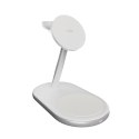 Ładowarka bezprzewodowa 3w1 do telefonu smartwatcha słuchawek Qi2 MagSafe - biała