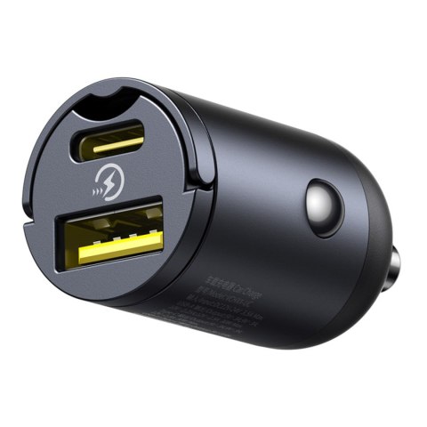 Ładowarka samochodowa USB-A USB-C 30W - czarna