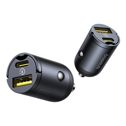 Ładowarka samochodowa USB-A USB-C 30W - czarna