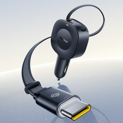 Ładowarka samochodowa USB-C ze zwijanym kablem USB-C 30W - czarna