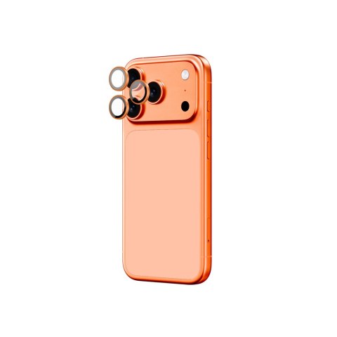 Szkło na obiektyw do iPhone 17 Pro / Pro Max AR Sapphire - pomarańczowa ramka