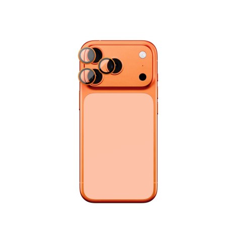 Szkło na obiektyw do iPhone 17 Pro / Pro Max AR Sapphire - pomarańczowa ramka
