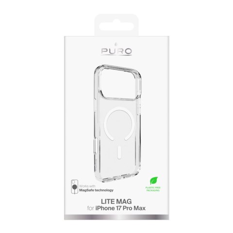 Etui pokrowiec case na iPhone 17 Pro Max Lite Mag MagSafe - przezroczyste biały pierścień