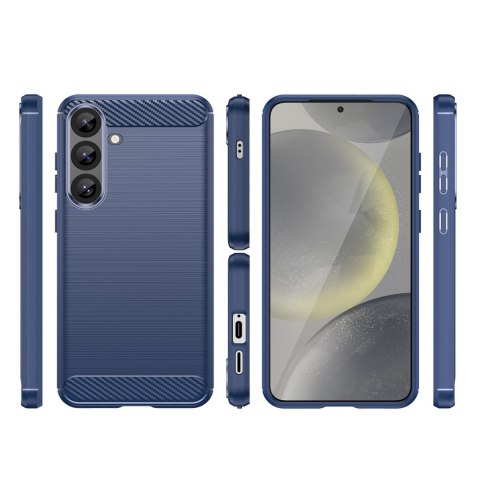 Etui pokrowiec silikonowy do Samsung Galaxy S25+ Carbon Case - niebieski