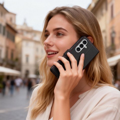 Etui futerał zamykany z podstawką na Samsung Galaxy S26 Wallet - czarno czerwony