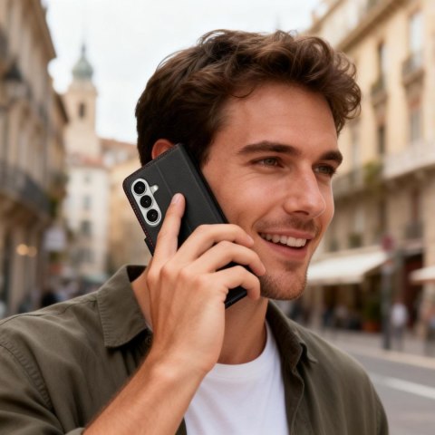 Etui futerał zamykany z podstawką na Samsung Galaxy S26 Wallet - czarno czerwony