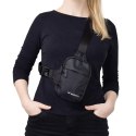 Mini saszetka na ramię wodoodporna dwukomorowa na telefon unisex - czarna